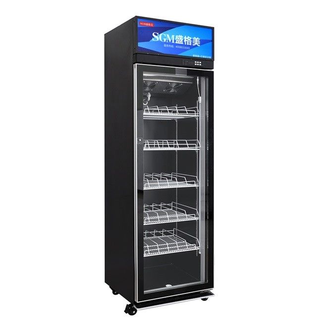 Luxury Single Glass Door Beverage Cooler Display Freezer Commercial 480L Capacity